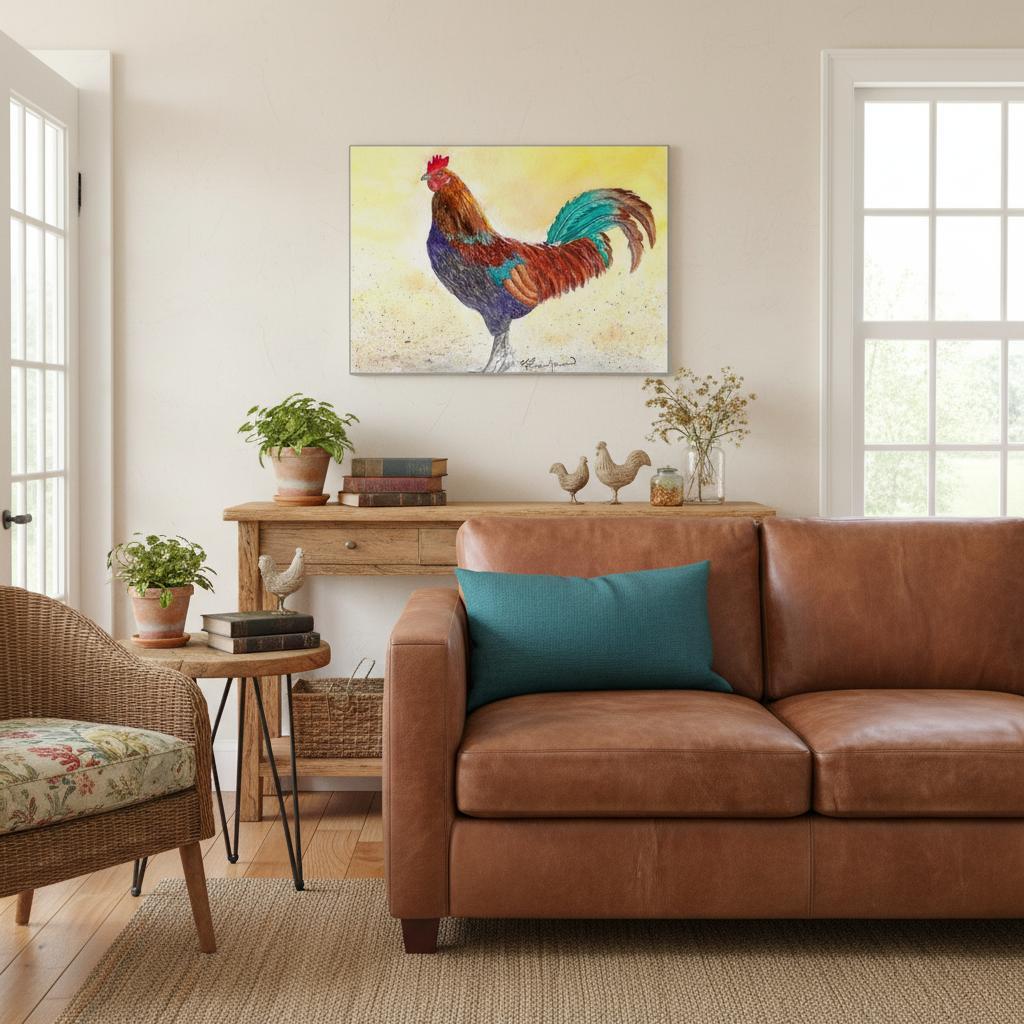 Radiant Rooster Watercolor Print -- Museum-Quality Matte Paper Poster